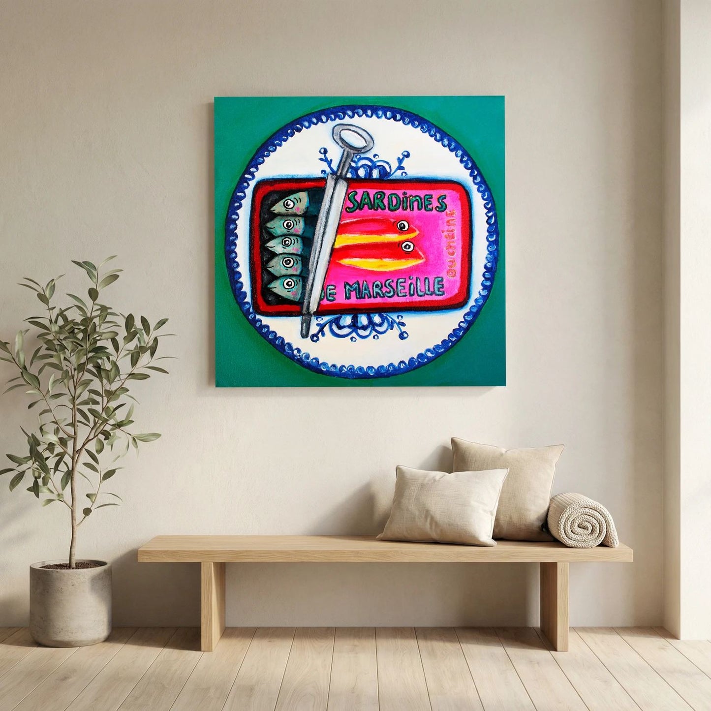 Sardines de Marseille – kleurrijke Fine Art Print op canvas