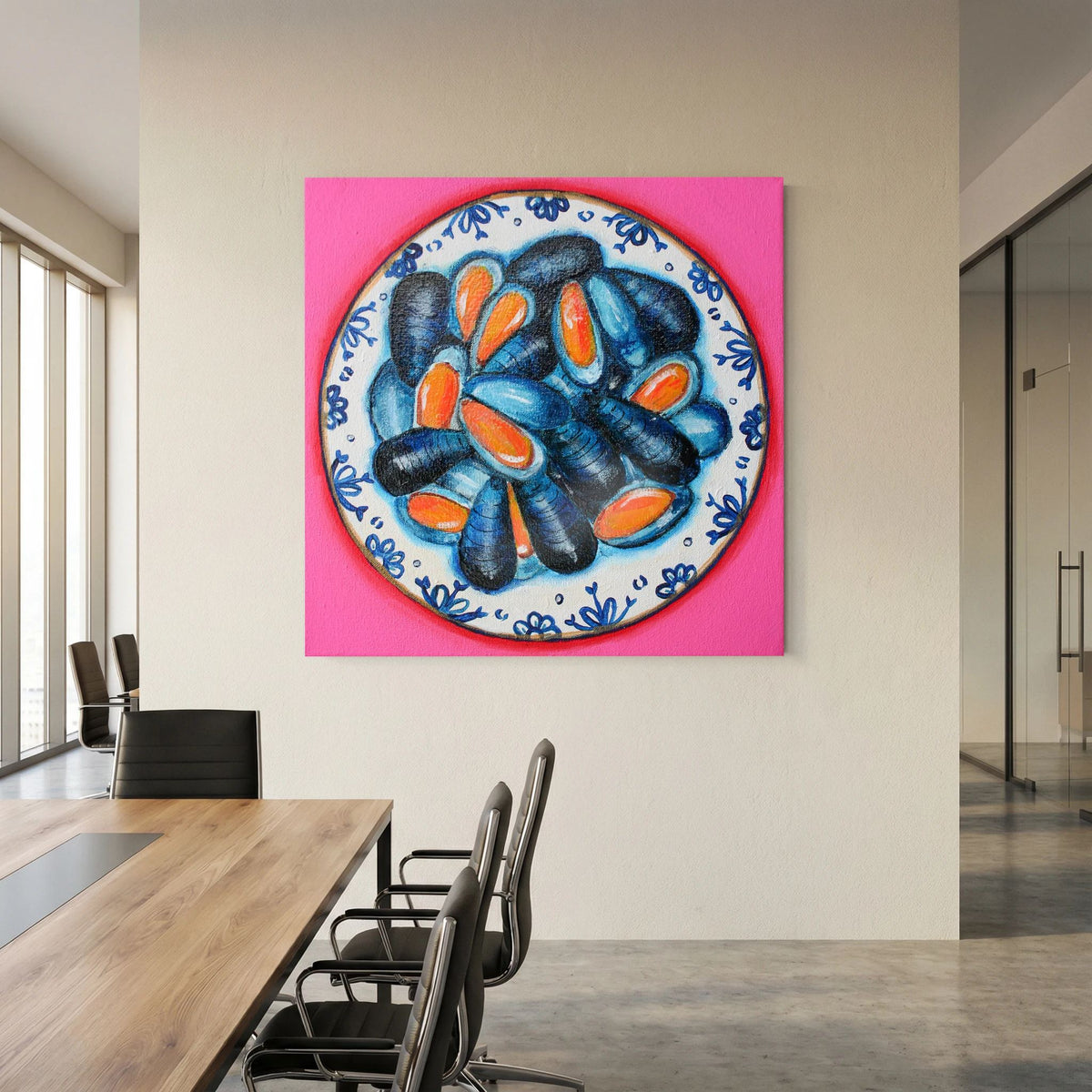Moules met Lef – kleurrijke Fine Art Print op canvas