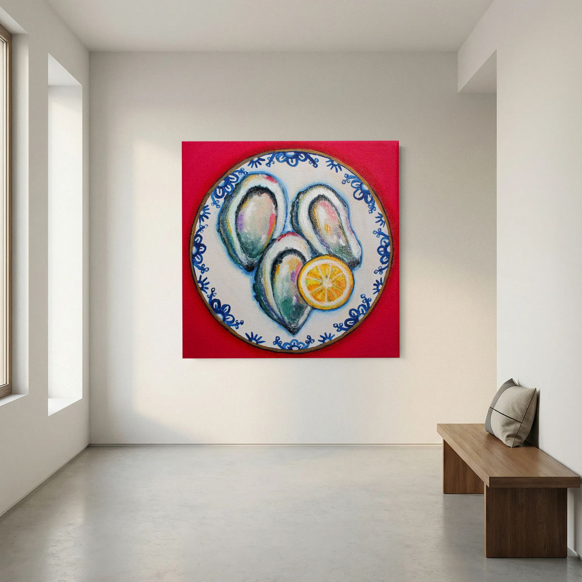 Oesters met Lef – kleurrijke Fine Art Print op canvas