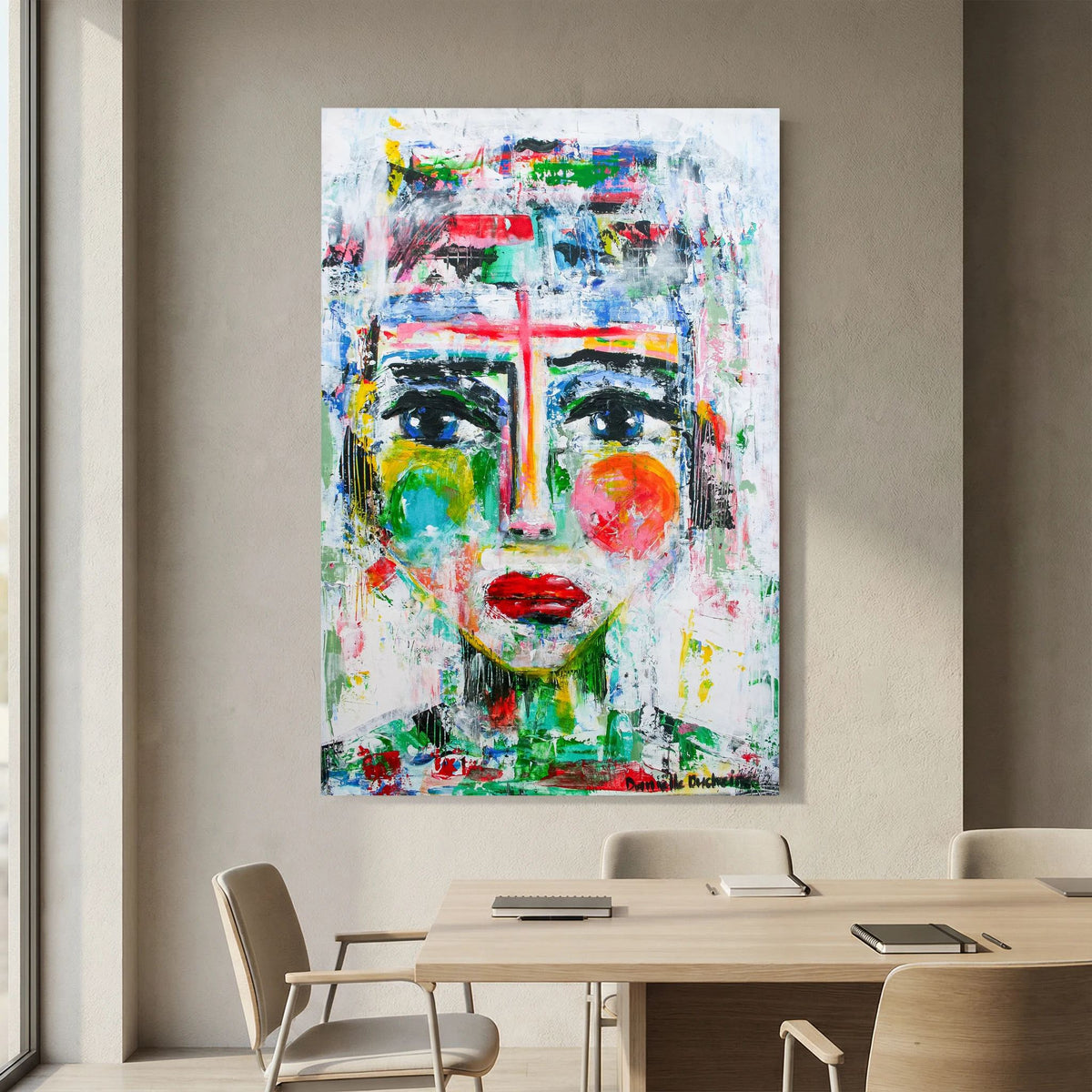 Krachtige vrouw ontwaakt – kleurrijke Fine Art Print op canvas