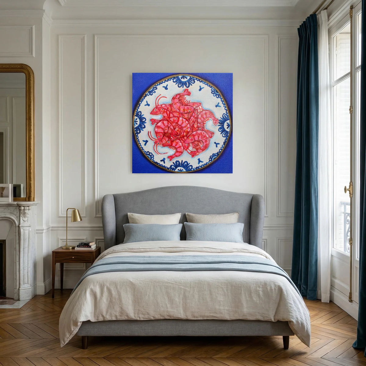 Garnalen met Lef – kleurrijke Fine Art Print op canvas