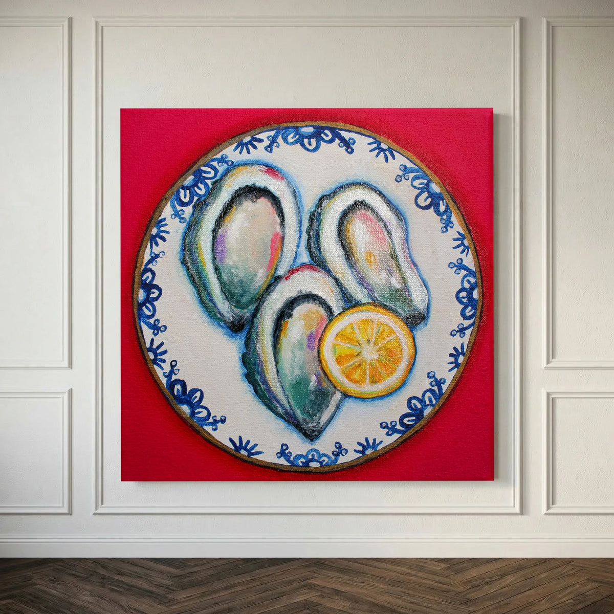 Oesters met Lef – kleurrijke Fine Art Print op canvas