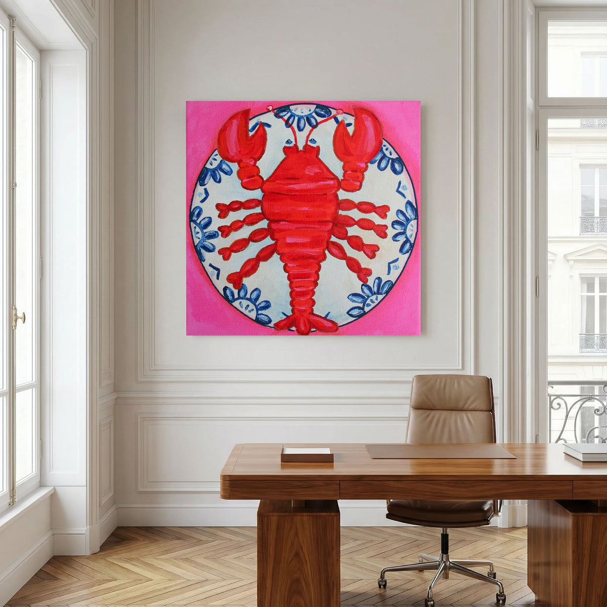Kreeft met Lef – kleurrijke Fine Art Print op canvas