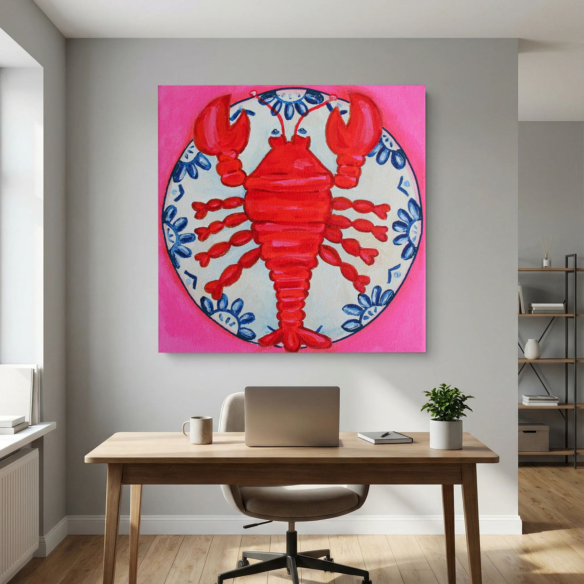 Kreeft met Lef – kleurrijke Fine Art Print op canvas