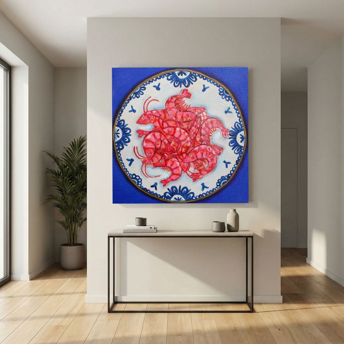 Garnalen met Lef – kleurrijke Fine Art Print op canvas
