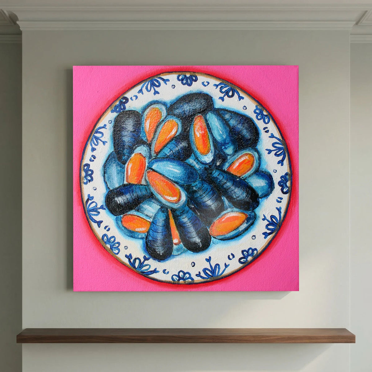 Moules met Lef – kleurrijke Fine Art Print op canvas