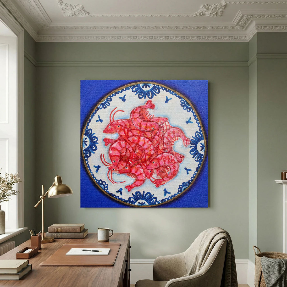 Garnalen met Lef – kleurrijke Fine Art Print op canvas