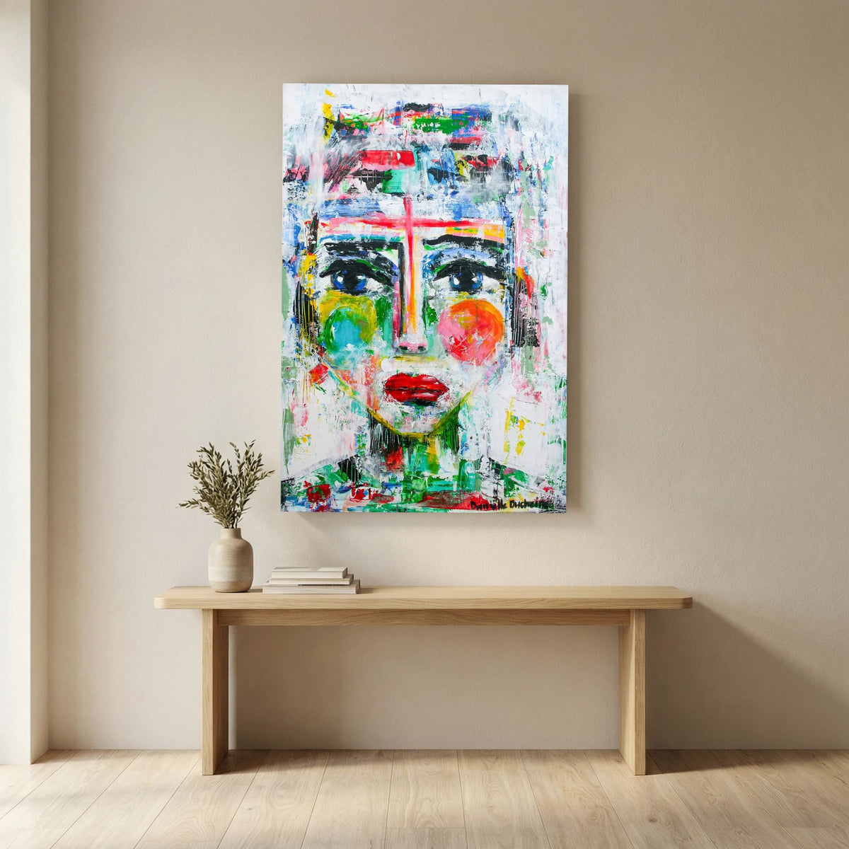 Krachtige vrouw ontwaakt – kleurrijke Fine Art Print op canvas
