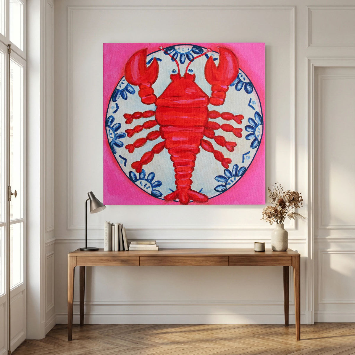 Kreeft met Lef – kleurrijke Fine Art Print op canvas