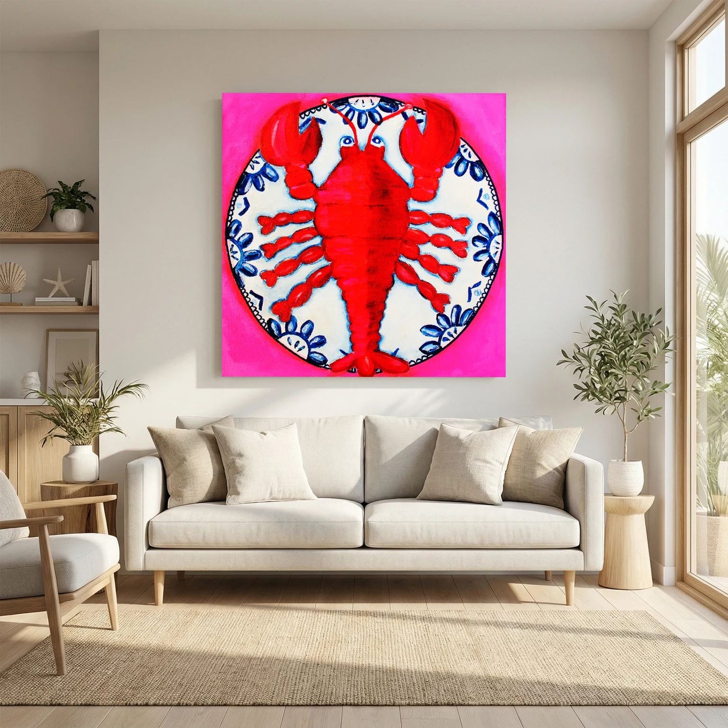 Kreeft met Lef – kleurrijke Fine Art Print op canvas