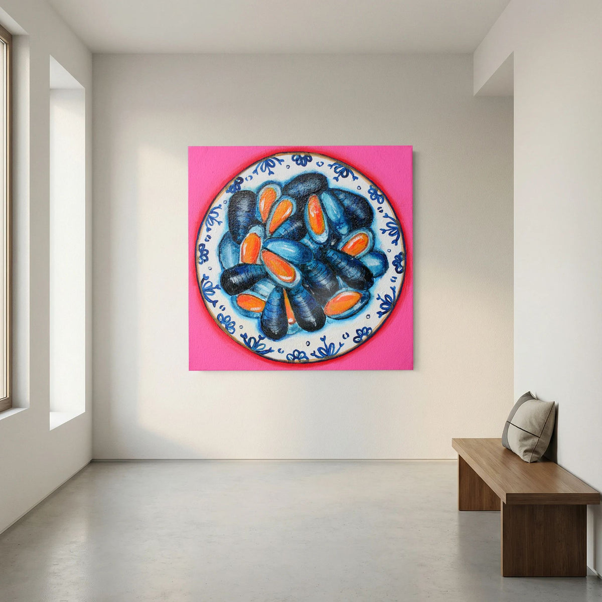 Moules met Lef – kleurrijke Fine Art Print op canvas