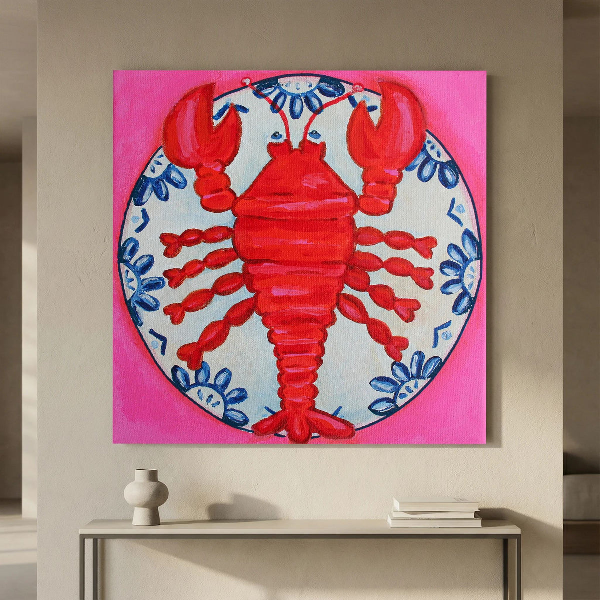 Kreeft met Lef – kleurrijke Fine Art Print op canvas