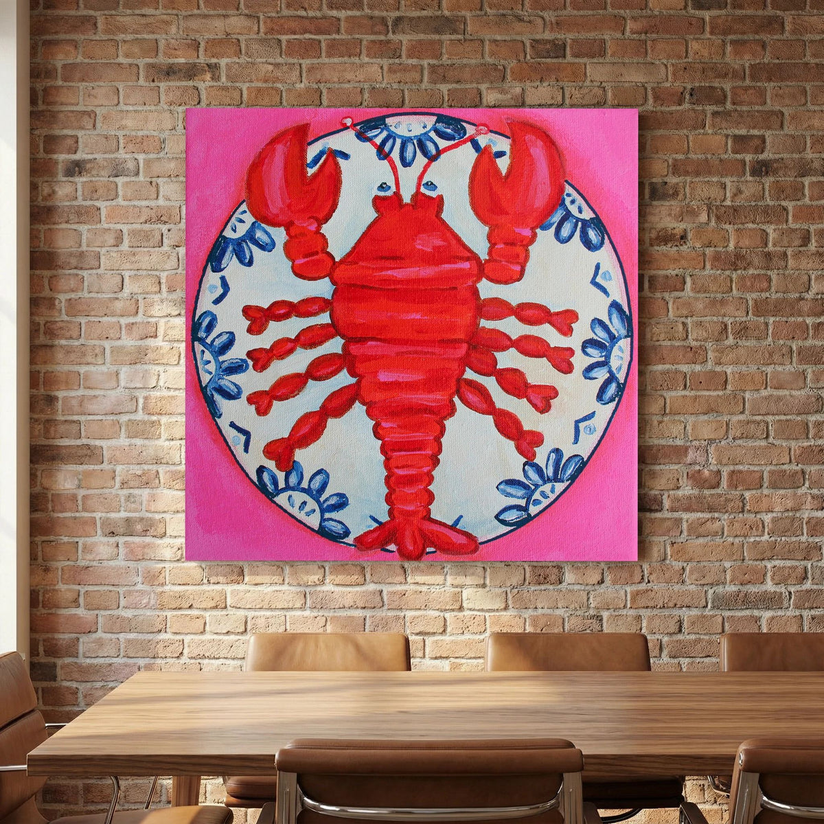 Kreeft met Lef – kleurrijke Fine Art Print op canvas