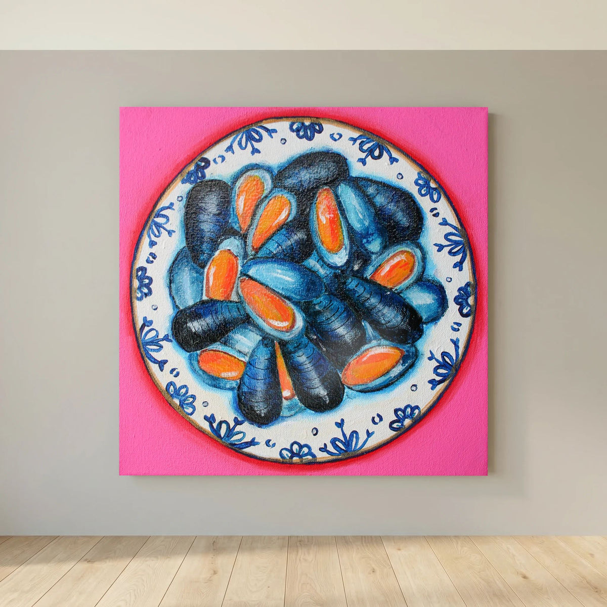 Moules met Lef – kleurrijke Fine Art Print op canvas