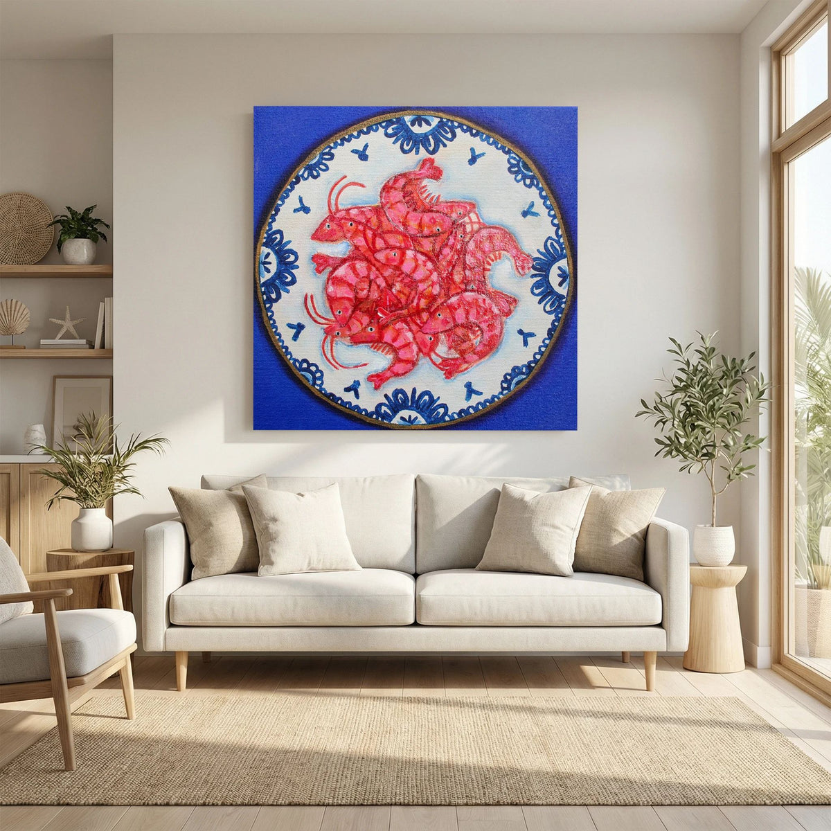Garnalen met Lef – kleurrijke Fine Art Print op canvas