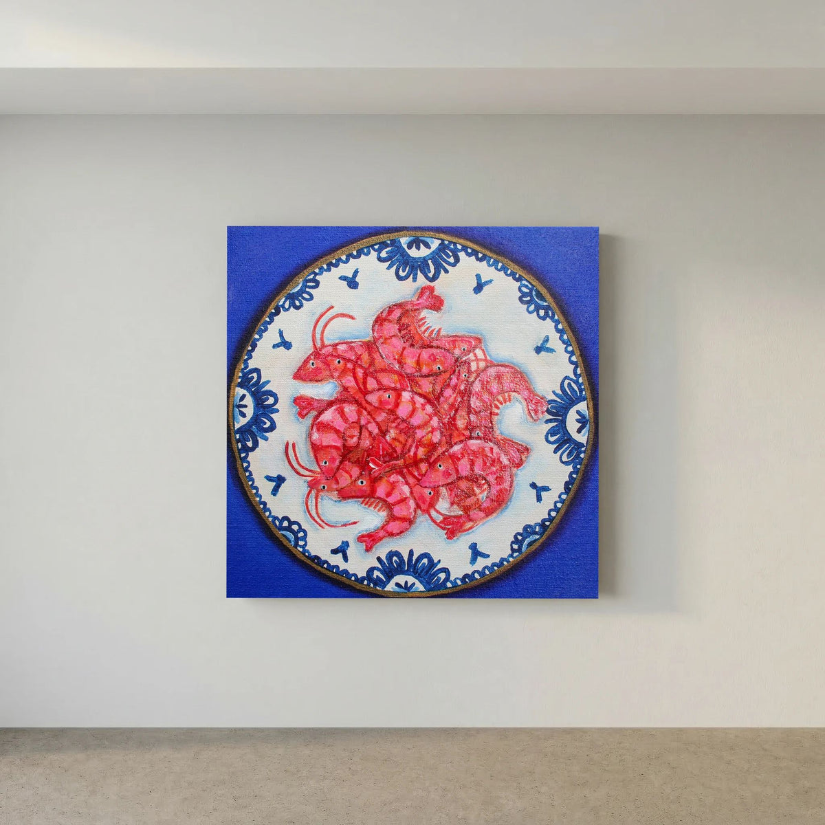 Garnalen met Lef – kleurrijke Fine Art Print op canvas