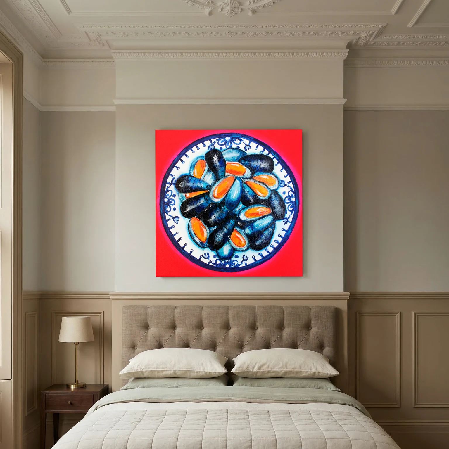 Moules met Lef – kleurrijke Fine Art Print op canvas