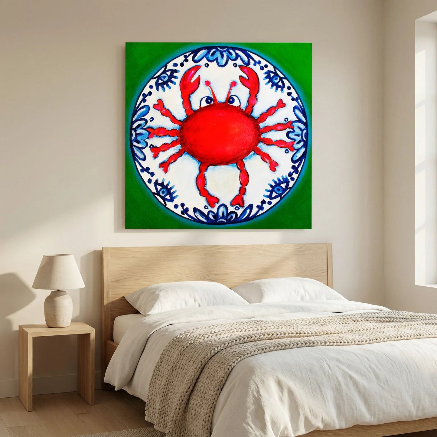 Krabbel de Krab – kleurrijke Fine Art Print op canvas