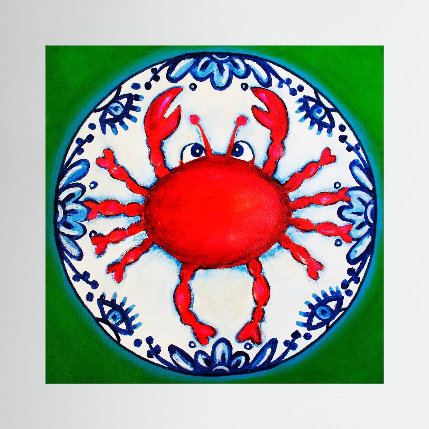 Krabbel de Krab – kleurrijke Fine Art Print op canvas