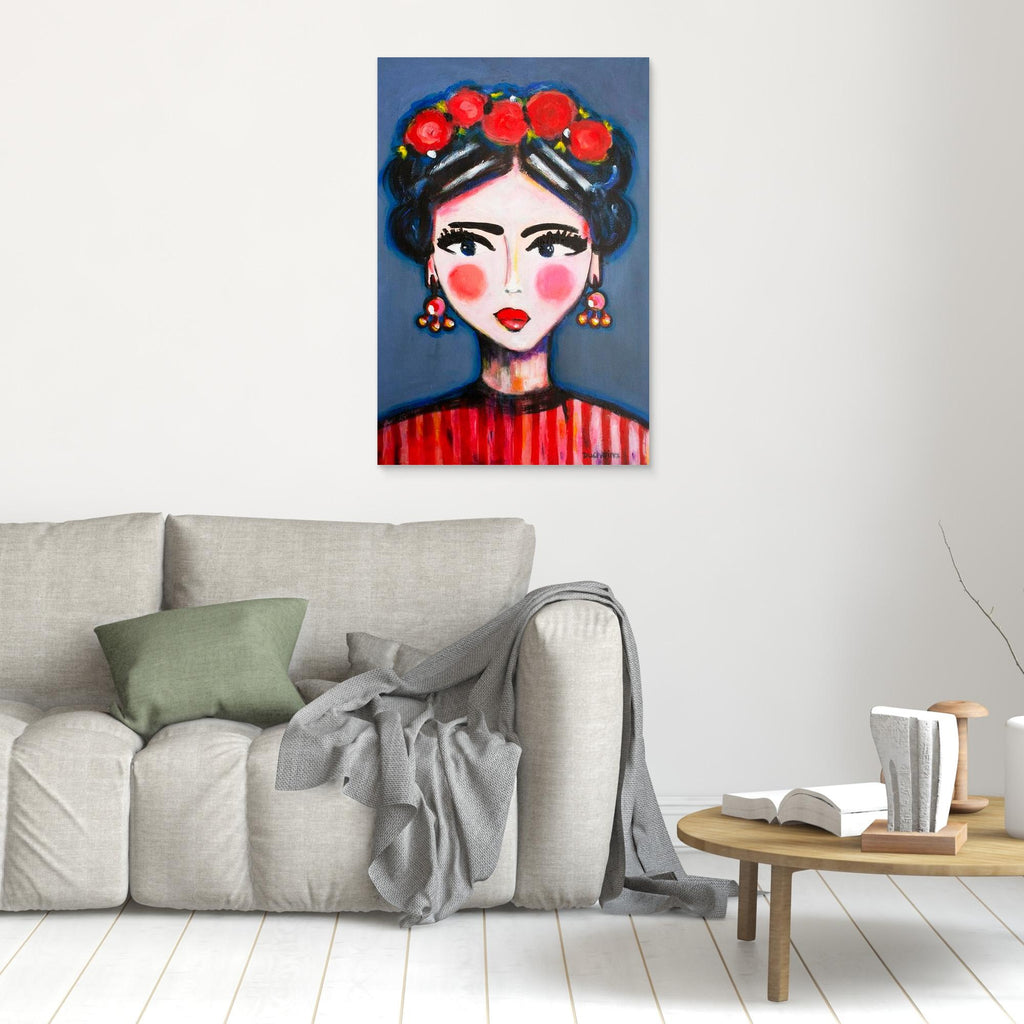 Fine art canvas print – kleurrijk expressief portret – Eliza with Flowers – Danielle Ducheine