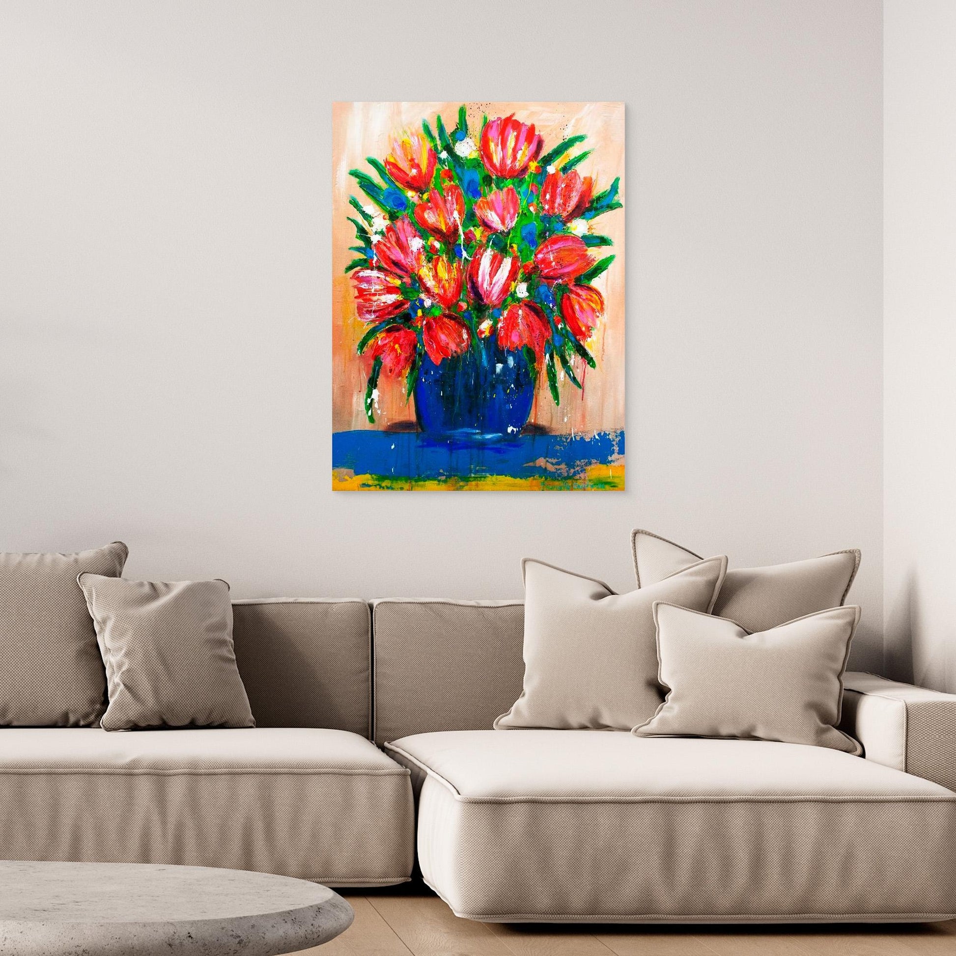 Fine art canvas print – kleurrijk expressief werk – Tulpen uit Amsterdam – Danielle Ducheine
