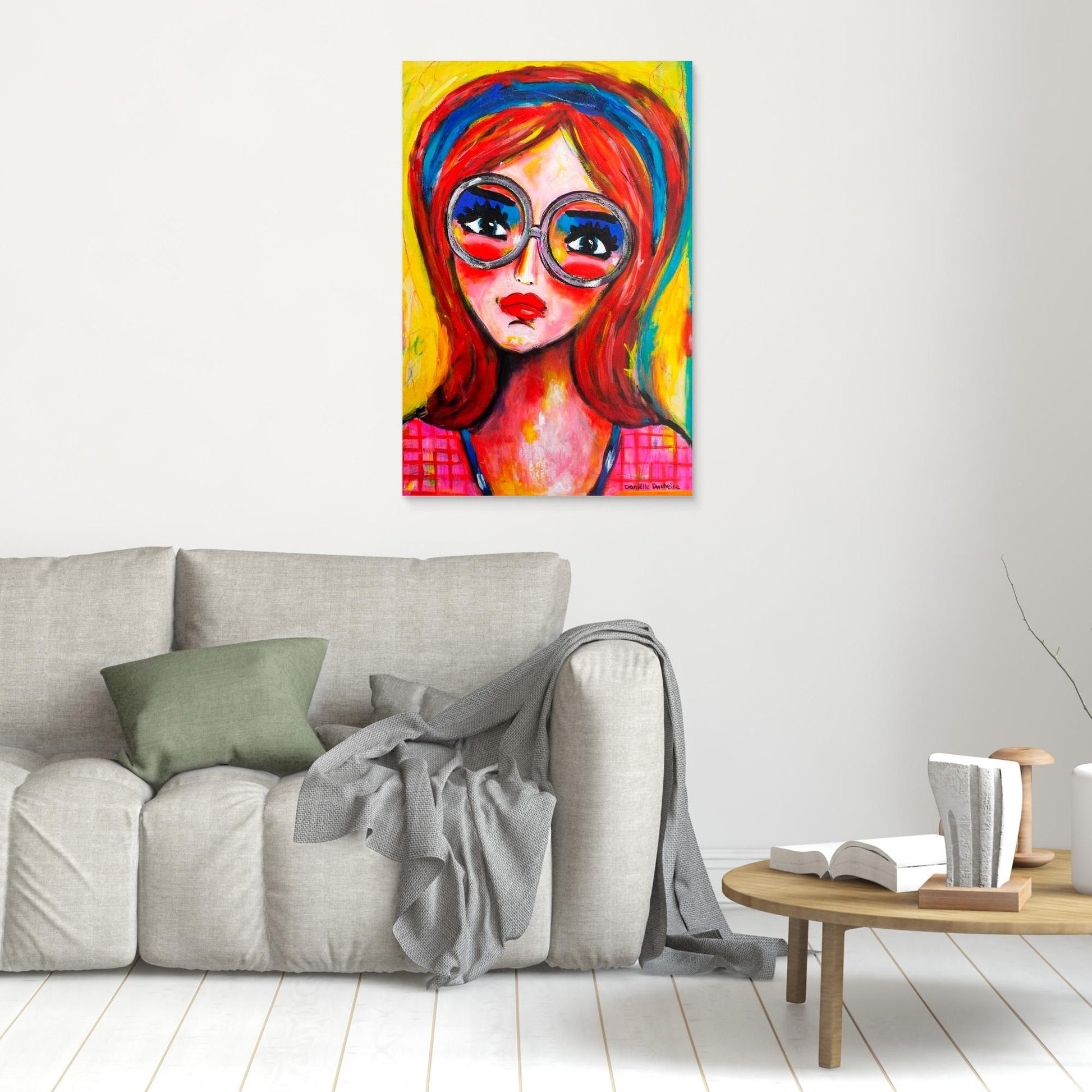 Fine art canvas print – kleurrijk expressief portret – Pink lady Power – Danielle Ducheine