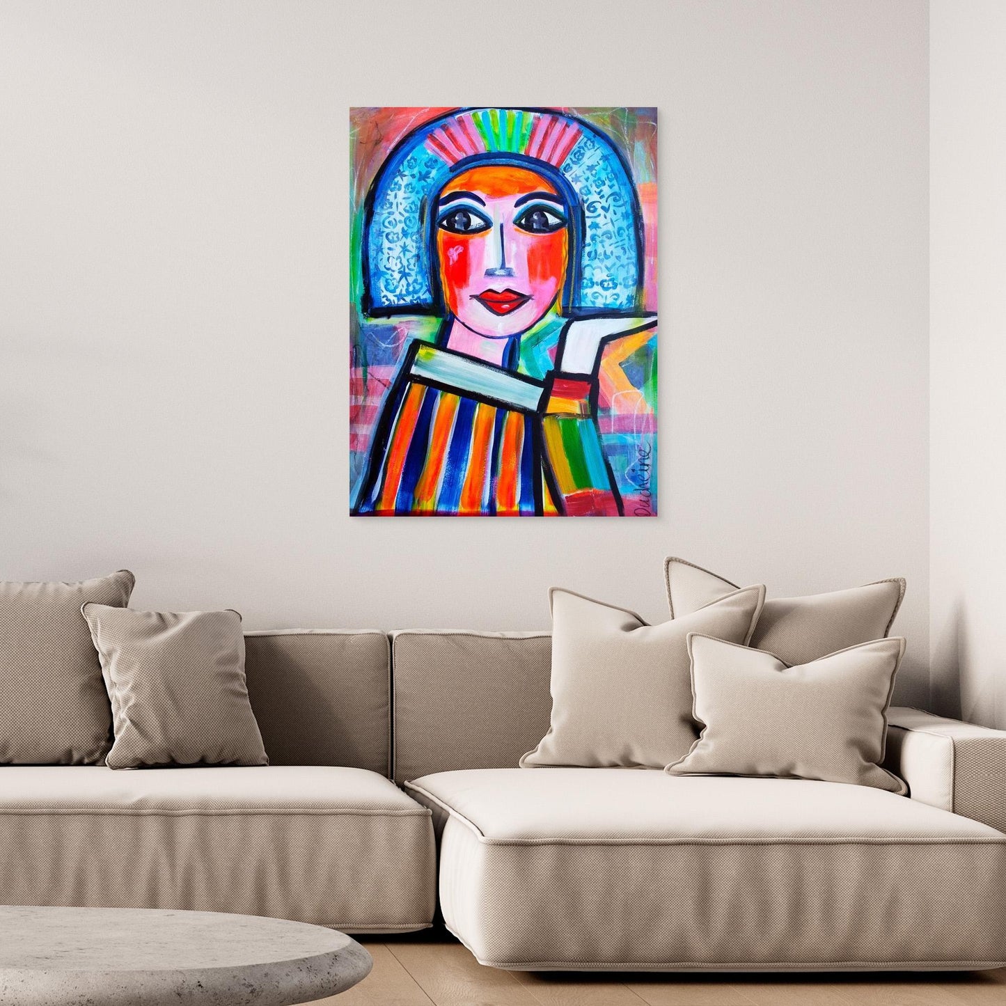 Fine art canvas print – kleurrijk expressief portret – Fietje vol kleur – Danielle Ducheine